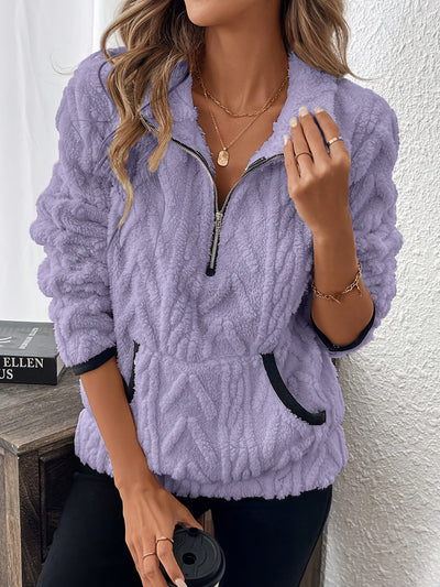 Lena | Fluffy half-zip sweatshirt with pocket