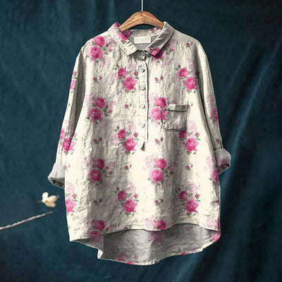 Mary | Cotton and linen blouse with floral print