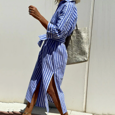 Rosie | Shirt dress with striped pattern