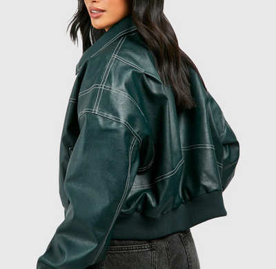 Faye | Oversized leather jacket with zip fastening
