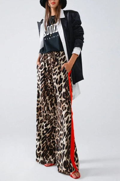 Claudia | Stylish trousers with leopard print and stripes
