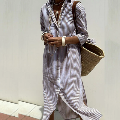 Rosie | Shirt dress with striped pattern