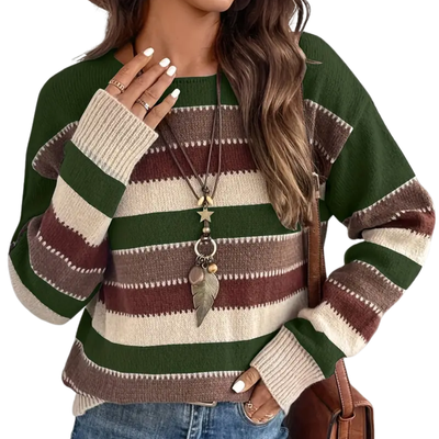 Julia | Warm knitted jumper with striped autumn style