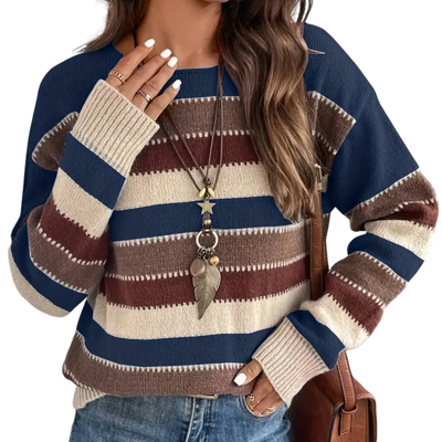 Julia | Warm knitted jumper with striped autumn style