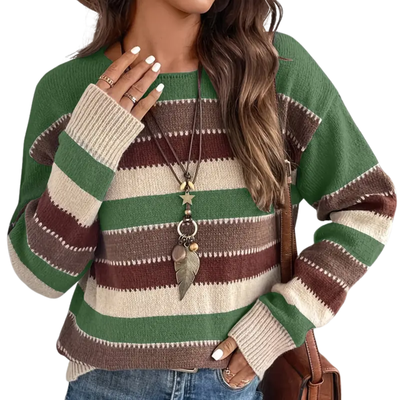 Julia | Warm knitted jumper with striped autumn style