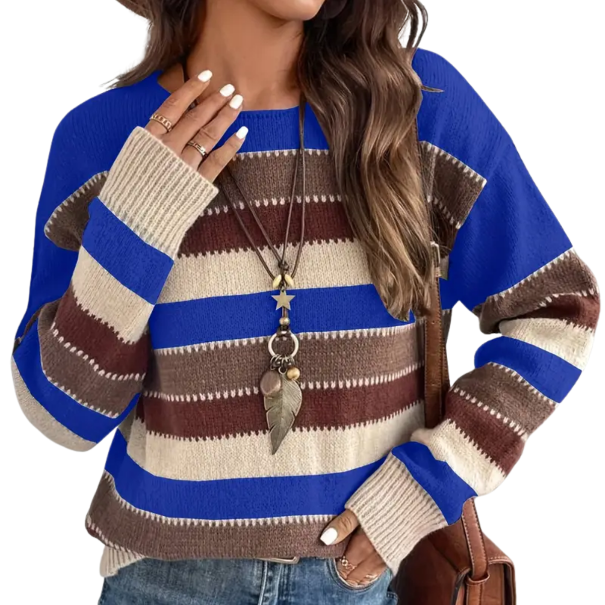 Julia | Warm knitted jumper with striped autumn style