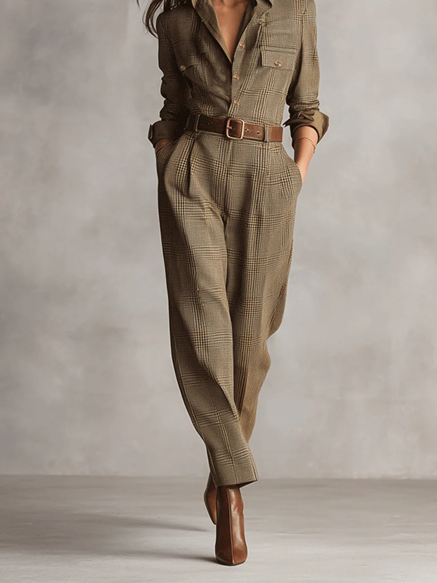 Hannah | Elegant women's jumpsuit made from tweed fabric
