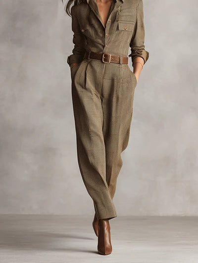 Hannah | Elegant women's jumpsuit made from tweed fabric