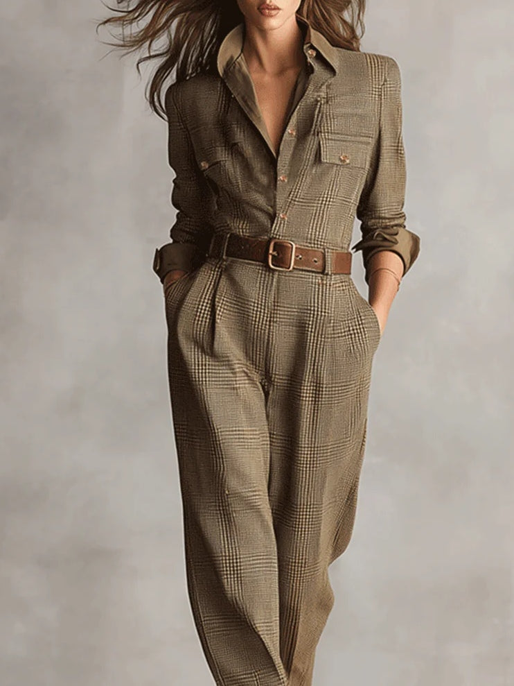 Hannah | Elegant women's jumpsuit made from tweed fabric