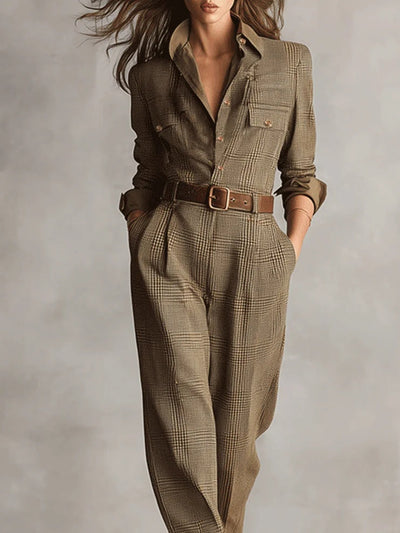 Hannah | Elegant women's jumpsuit made from tweed fabric