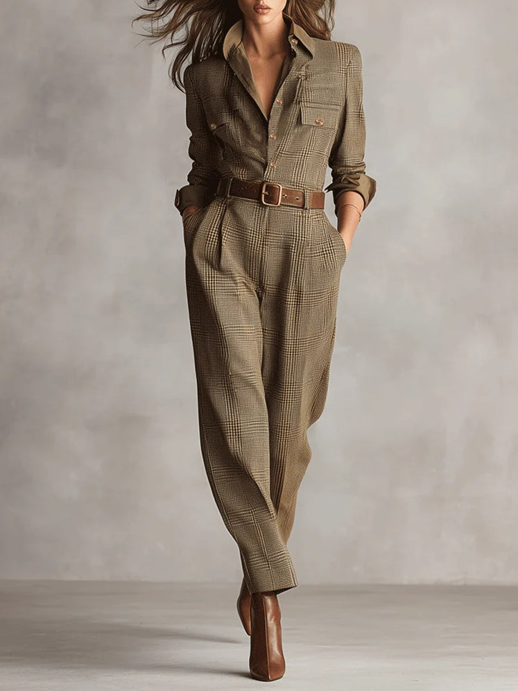 Hannah | Elegant women's jumpsuit made from tweed fabric