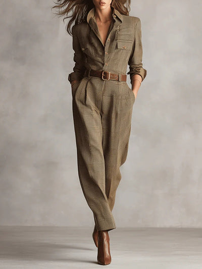 Hannah | Elegant women's jumpsuit made from tweed fabric