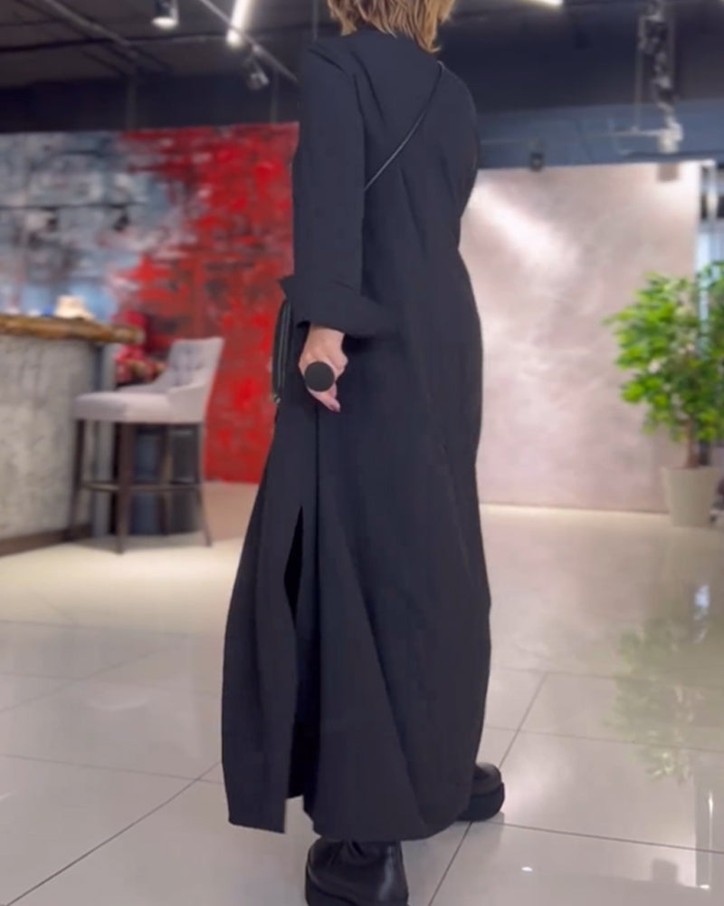 THESS | Long, loose dress with turn-ups and side slit