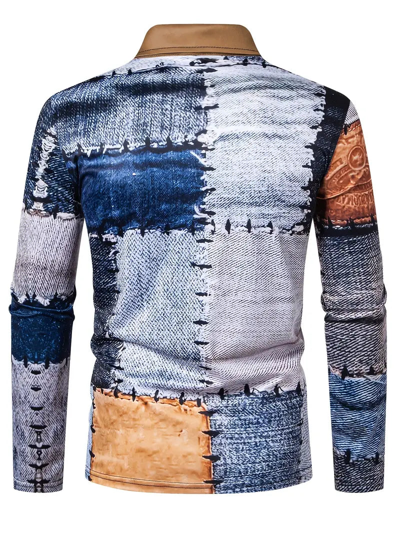 Timo | Lightweight men's shirt with contrasting details and zip fastening