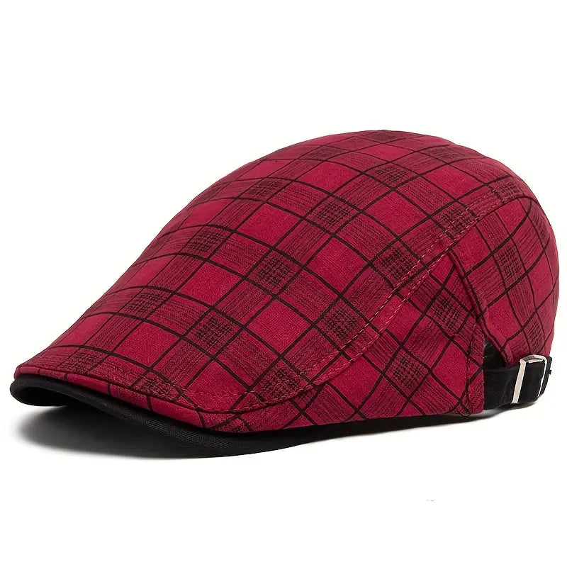 Zared | Adjustable vintage beret with check pattern