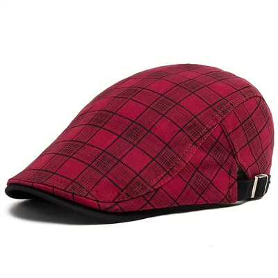 Zared | Adjustable vintage beret with check pattern