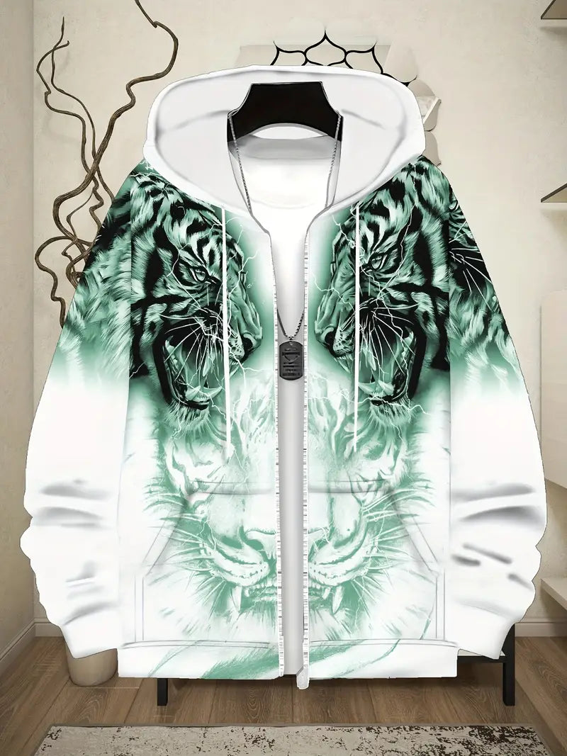Jonas | Casual hoodie jacket with modern tiger design