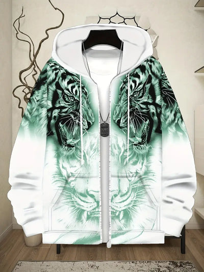 Jonas | Casual hoodie jacket with modern tiger design