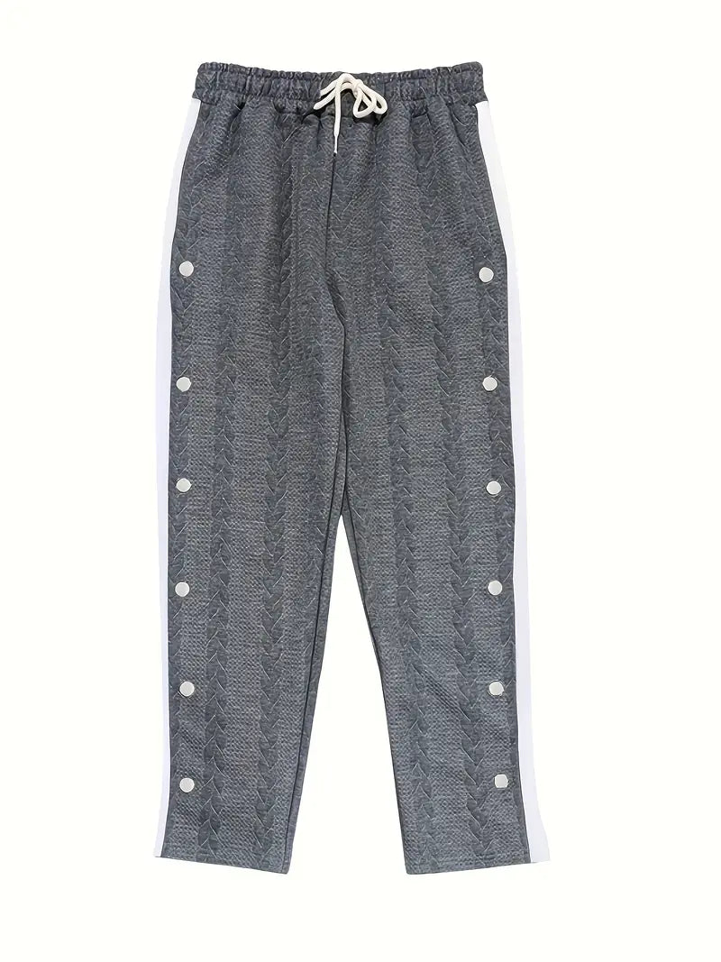 Kiana | Casual knit trousers with button accents on the sides