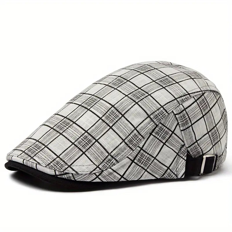 Zared | Adjustable vintage beret with check pattern