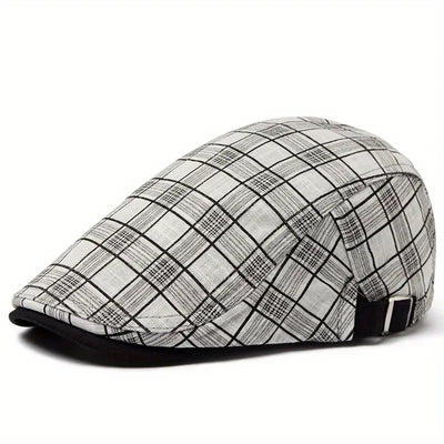 Zared | Adjustable vintage beret with check pattern