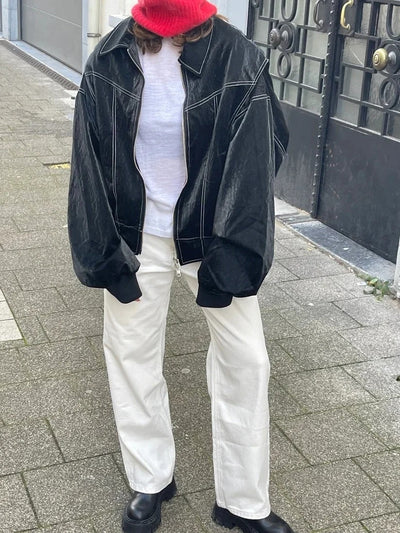 Faye | Oversized leather jacket