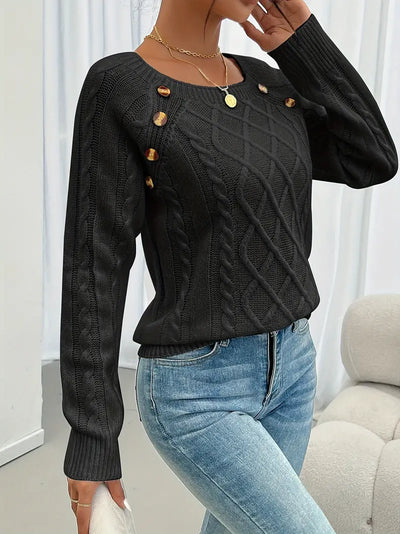 Marlene | Casual jumper with button placket at the front