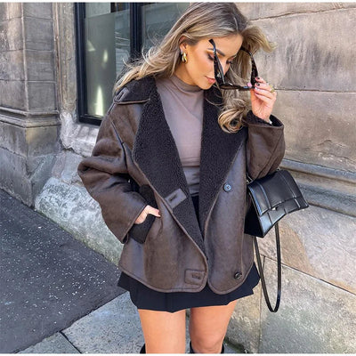 Sofia | Trendy leather jacket with a relaxed fit