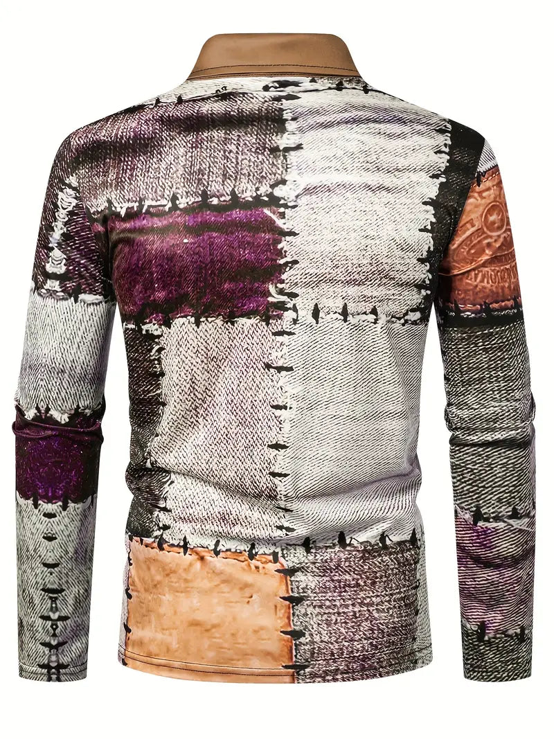 Timo | Lightweight men's shirt with contrasting details and zip fastening