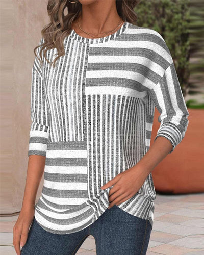 Laura | Casual striped top with print