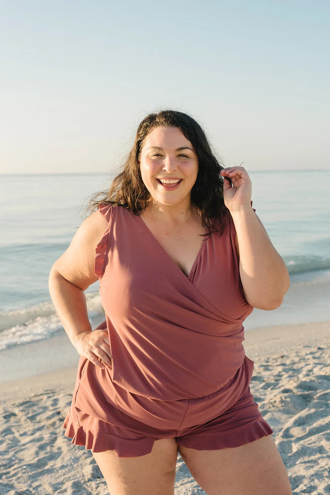 Swimming costume with integrated bra for perfect support