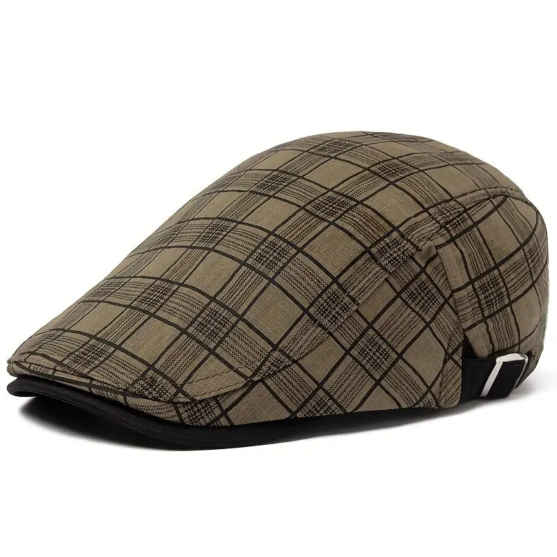Zared | Adjustable vintage beret with check pattern