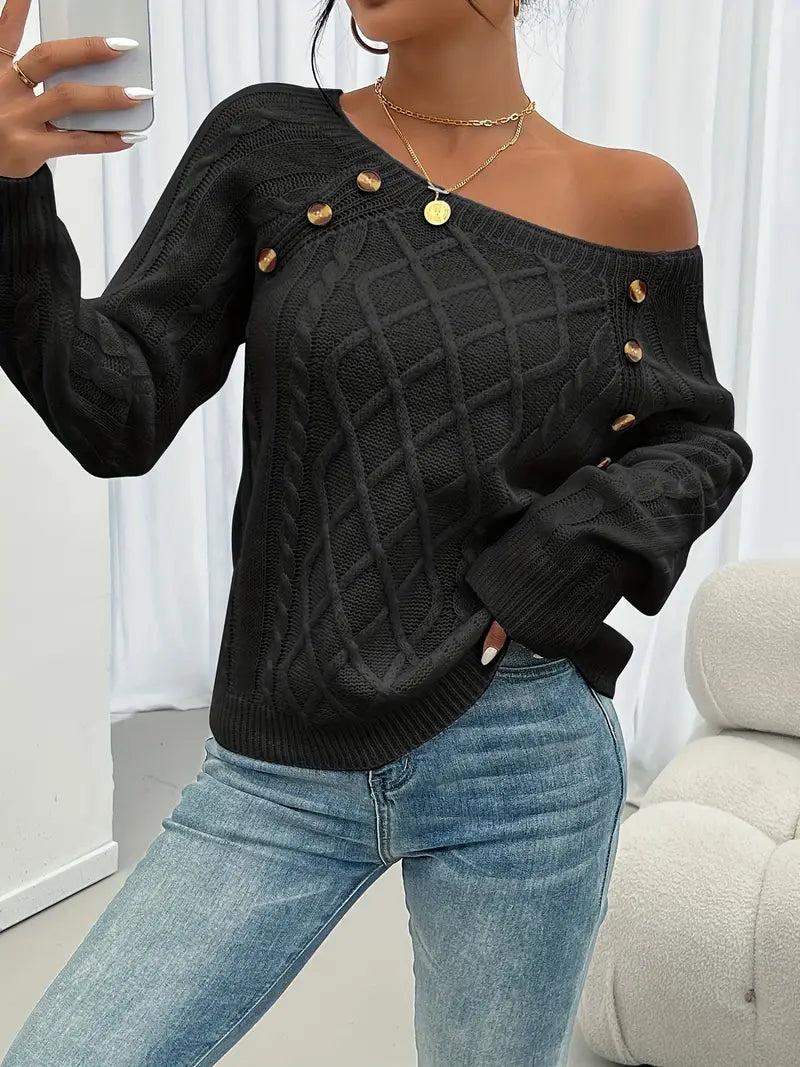 Marlene | Casual jumper with button placket at the front
