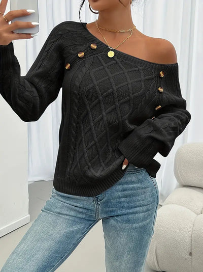 Marlene | Casual jumper with button placket at the front
