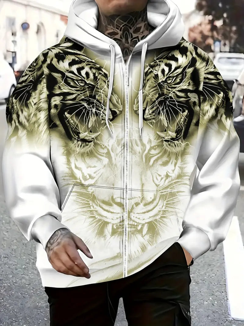 Jonas | Casual hoodie jacket with modern tiger design