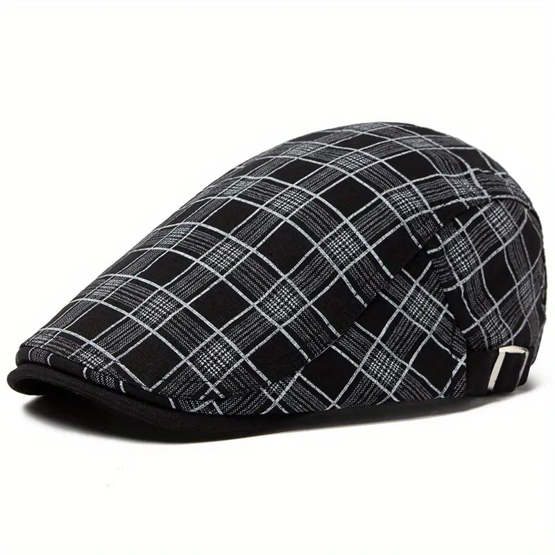 Zared | Adjustable vintage beret with check pattern