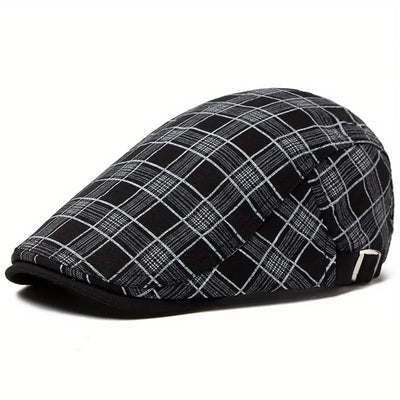 Zared | Adjustable vintage beret with check pattern