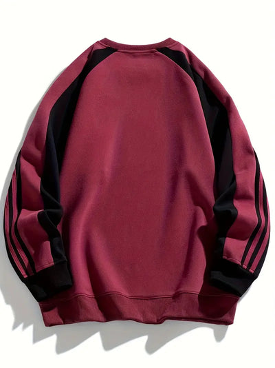 Leandro | Sweatshirt with striped sleeves and round neckline