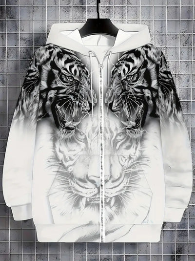 Jonas | Casual hoodie jacket with modern tiger design