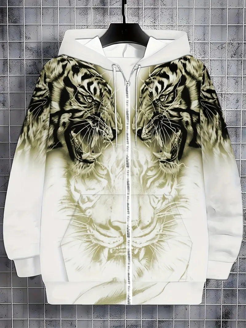 Jonas | Casual hoodie jacket with modern tiger design