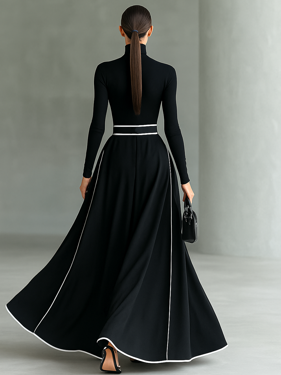 Sofia | Elegant maxi dress with narrow tie belt