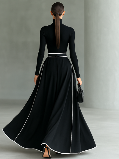 Sofia | Elegant maxi dress with narrow tie belt