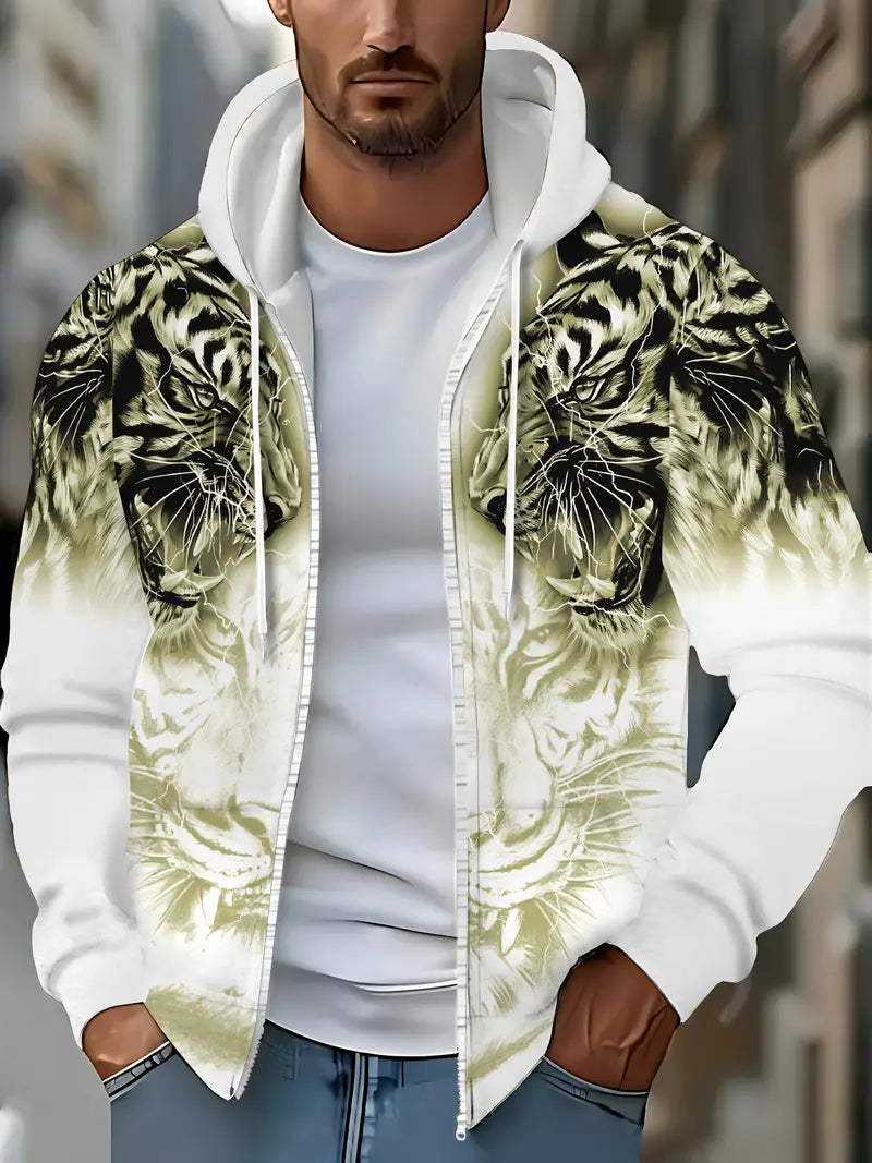 Jonas | Casual hoodie jacket with modern tiger design