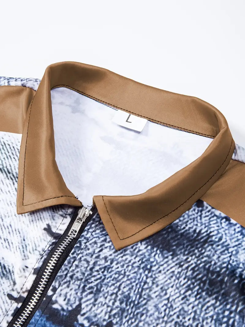 Timo | Lightweight men's shirt with contrasting details and zip fastening