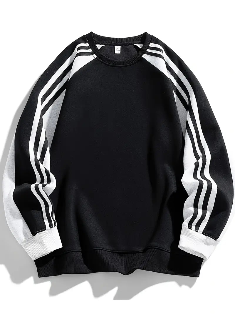 Leandro | Sweatshirt with striped sleeves and round neckline