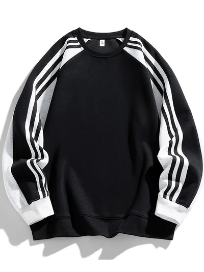 Leandro | Sweatshirt with striped sleeves and round neckline