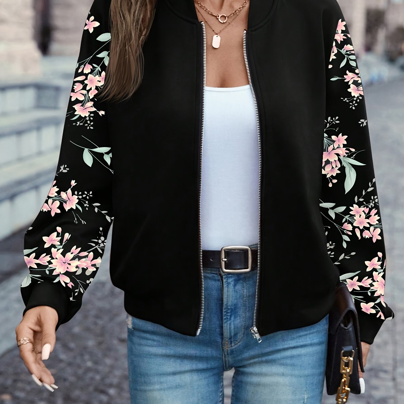 Leona | Floral bomber jacket in a trendy design