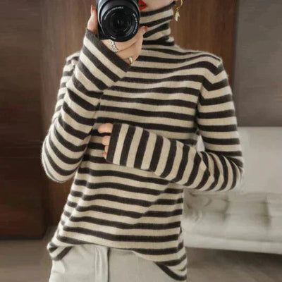 HARPER | STRIPED TURTLE NECK SWEATER