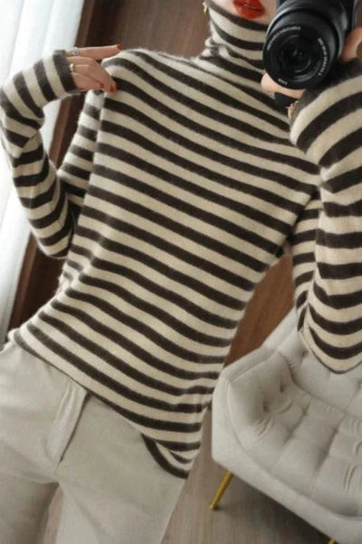 HARPER | STRIPED TURTLE NECK SWEATER