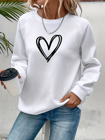 Nabia | Heart Print Sweatshirt Sweatshirt with style